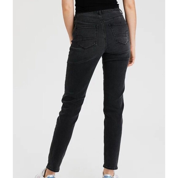 American Eagle AE Stretch Mom Jean Black - Picture 1 of 7